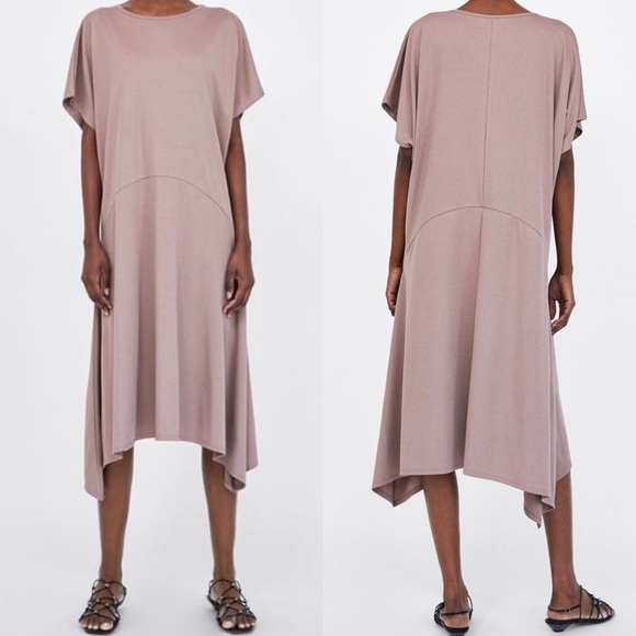 Zara Dresses & Skirts - NEW Zara Taupe Oversized Asymmetrical Dress